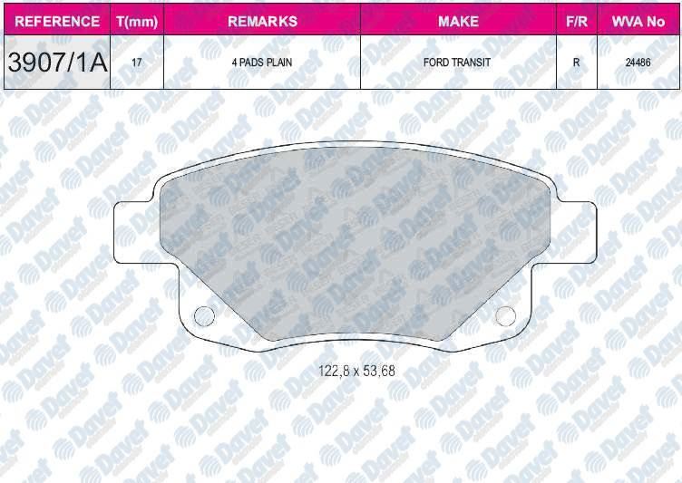 FERBE 44302 Fren Balatasi Arka Fissiz Wva 24486 (Ford) Transit V347
